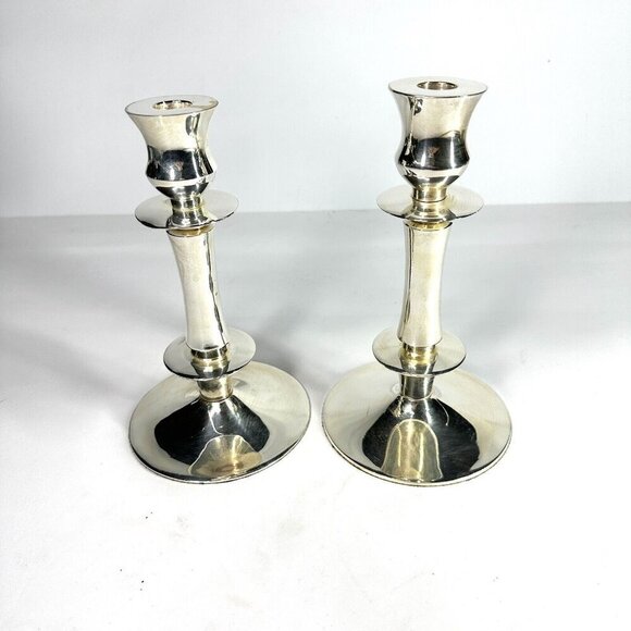 Set of Two 2 Silverplated Candle Holders Vintage 8.5" Unbranded Used Sticks - Picture 4 of 10